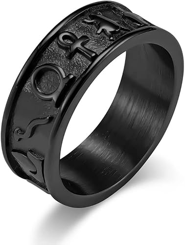 Anillos para ansiedad, anillo de acero inoxidable, anillo de ojo de Horus, anillos de Anubis negroplataoro, anillo giratorio para la ansiedad,