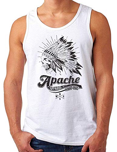 Débardeur apache-skull homme vêtement indien guerrier blanc grande taille 4XL OM3