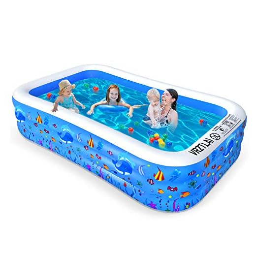 VRZTLAI Inflatable Swimming Pool, Family Lounge Pool Kiddie Pool for Kids, Adult, Infant, Toddlers, Garden, Backyard, Outdoor Summer Water Party, Full Sized 118" X 72" X 22"