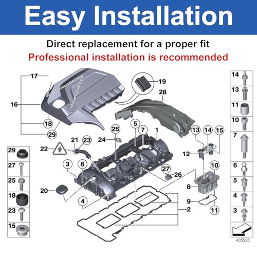 Image of 11127587804 Engine Valve Cover Gasket & Oil Filter Housing Gasket & Engine Valve Cover & Eccentric Shaft Actuator to Valve Cover Flange for BMW Replace# 11428637820 11428637821 11127570292 11377502022