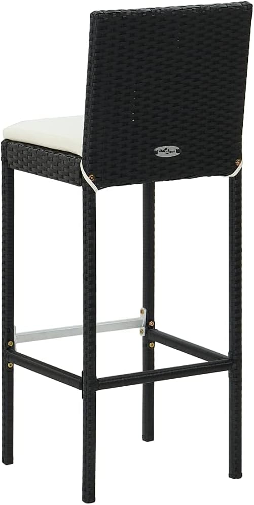 vidaXL Patio Bar Set with Cushions 5 Piece Garden Outdoor Bar Sets Dinner Bistro Dining Table Chair Stool Pub Furniture Seating Poly Rattan Black