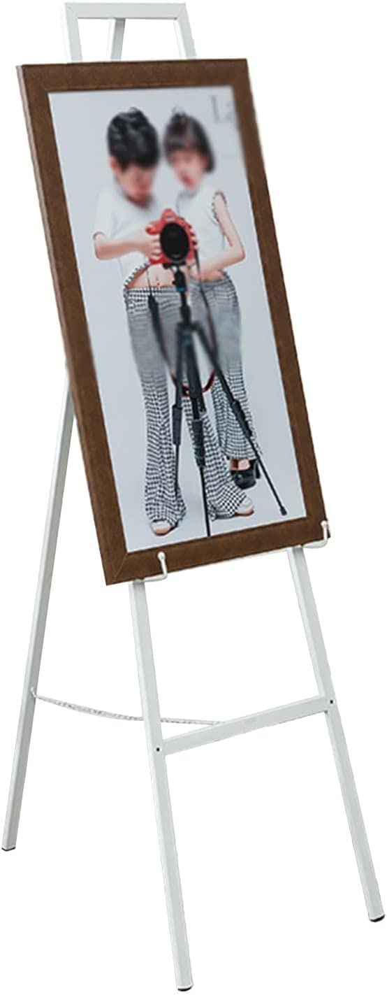 CWCQGH Easel Stand, Metal Easel Artist Easel for Painting and Sketching Height Adjustable Folding Easel for Displaying Posters, Advertisements and Menus (White 145cm)