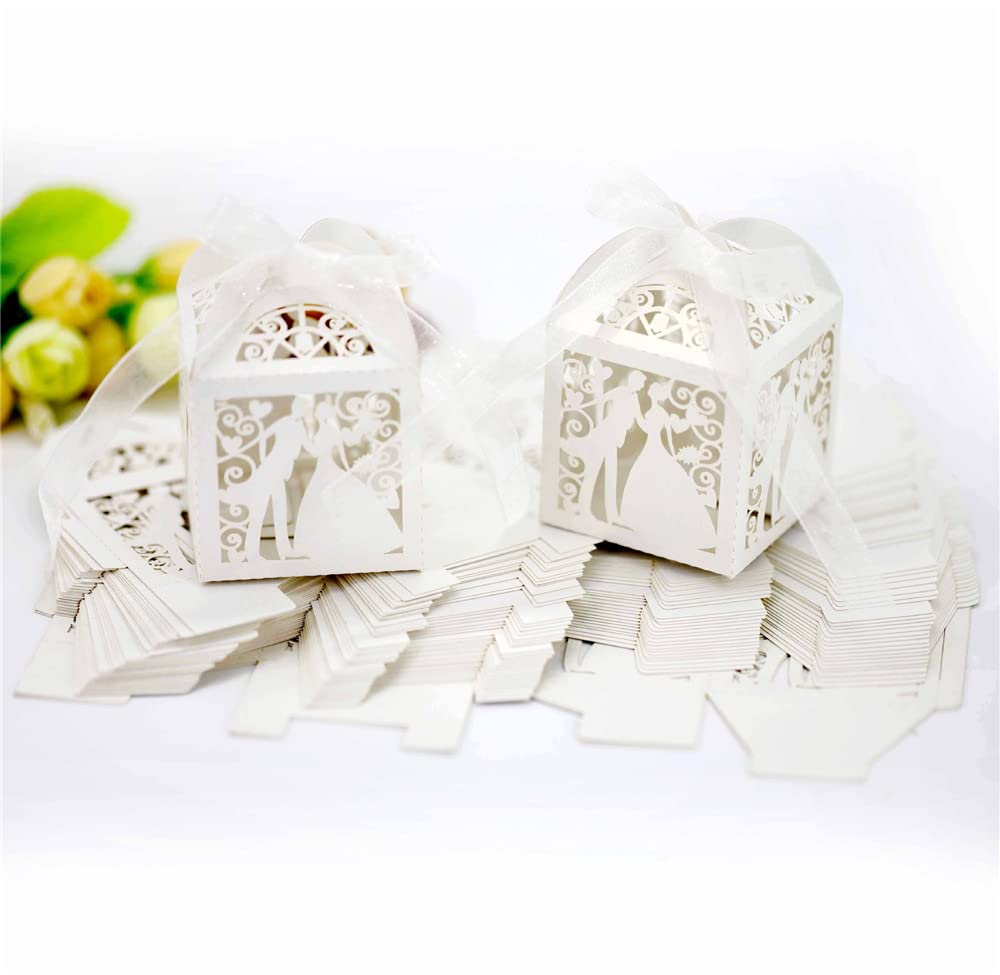 Szczęśliwe pudełko z cukierkami Pudełka na upominki weselne Papierowe pudełko na słodycze Panna młoda pan młody Puste pudełko na prezent na ślub panny młodej Baby Shower Christmas Party 50 szt. (Kolor