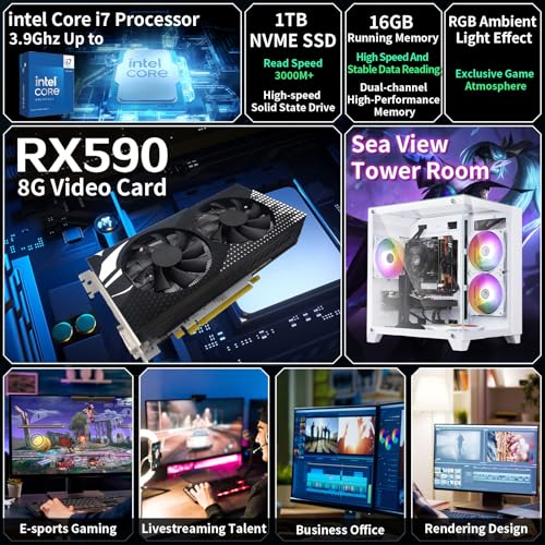abytespark Prebuilt Gaming PC Desktop Computer Intel Core i7-4770 RX590 の商品画像 1