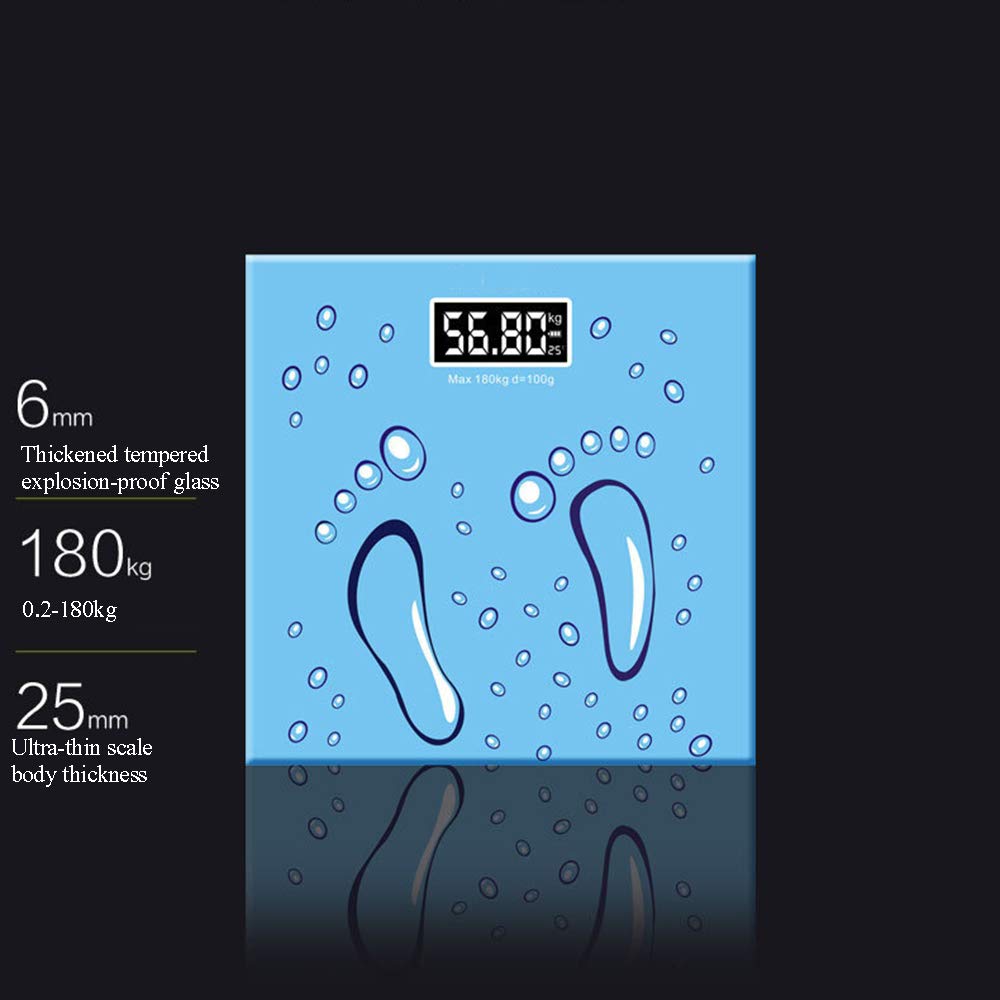 Básculas de grasa corporalBáscula de baño de peso corporal digital de alta precisión Báscula de pesaje con tecnología Step-On, pantalla retroiluminada, diseño delgado, lindo diseño de pies pequeños,