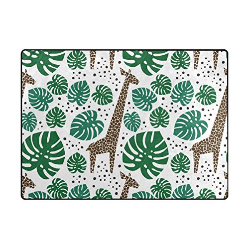 My Daily Giraffe Tropical Palm Leaves Area Rug 4'10" X 6'8", Living Room Bedroom Kitchen Decorative Lightweight Foam Printed Rug #TOP11