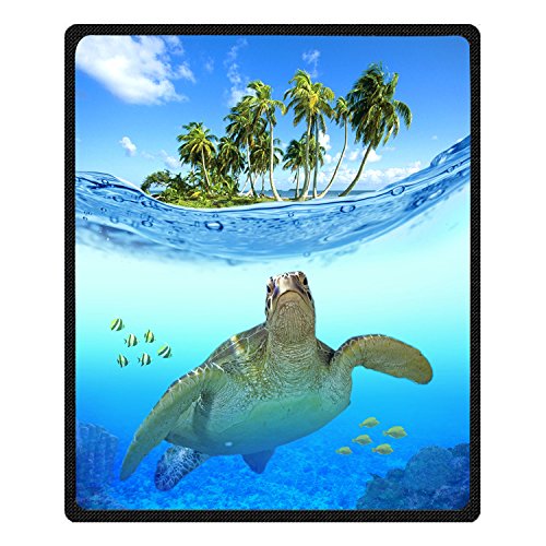 QIHUAPrinting 3D Sea Turtle Blanket Velvet Plush Throw Blanket Bed Blankets Super Soft and Cozy Fleece Feeling Blanket for Travelling 58"(Width) x 80"(Length)β¦