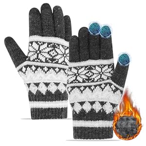 [SLEEPSINERO] 手袋 防寒 ニット 【高敏感度スマホ対応・裏起毛で暖かい】 防風 保温 タッチパネル グローブ 防寒グローブ ふわふわ 伸縮性 厚手 柔らか 防寒手袋 スマホ手袋 ランニング スポーツ アウトドア 自転車 秋冬 男女兼用 (タイプA-ダークグレー)" 