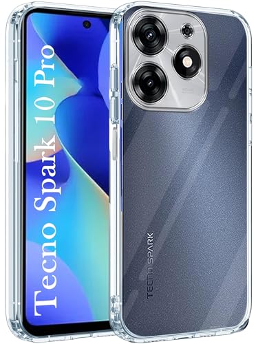 Image of Jkobi Back Cover for Tecno Spark 10 Pro (Silicone Clear Shockproof Case with Camera Protection | Flexible and Soft | Transparent)