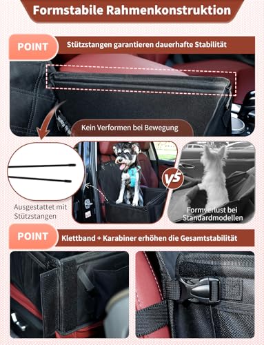 KYG Hundeautositz - Besonders Stabil, Wasserdicht, Rutschfest & Kratzfest für Kleine bis Mittelgroße Hunde - Für Beifahrer- und Rücksitz (Schwarz)