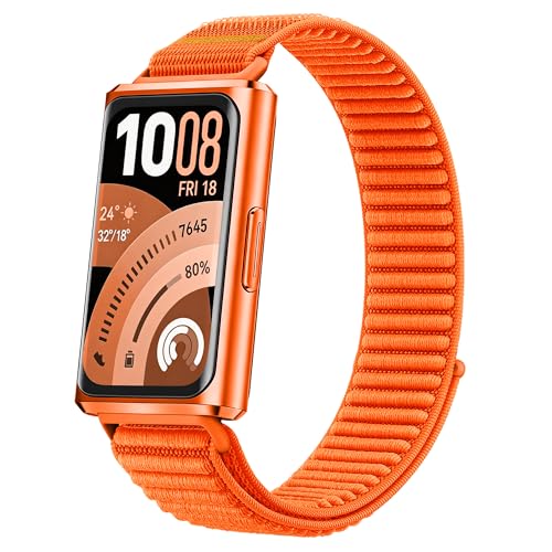 Image of Slim Nylon Watch Strap Compatible with Huawei Band 11 /11 Pro NFC, Nylon Replacement Band with Hook and Loop Fastener, Soft Breathable Lightweight for Women (No Watch)