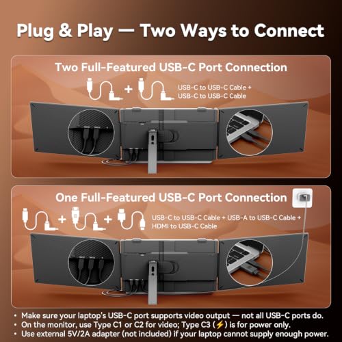 Image of Teamgee S10 Pro 14 inch Dual-Screen Extender - Ultra‑Slim & Hidden Cable | FHD IPS 300nit, USB-C /HDMI, Portable Monitor, 3 lbs, Fits 13-17 inch