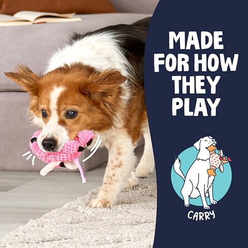 Image of goDog Checkers Just for Me Flying Pig Squeaky Plush Dog Toy with Chew Guard Technology, Durable Fabric & Squeaker for Active Play, Pink, Mini