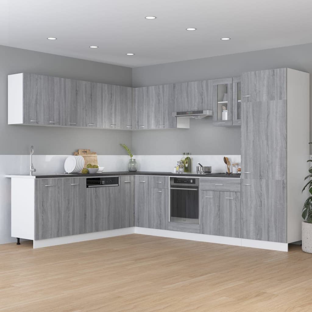 Küchenunterschrank mit Schublade Lyon – Moderner Küchenschrank Grau Sonoma – Stabiler Beistellschrank mit 2 Türen & Ablagen für Geschirr & Töpfe – 60 x 46 x 81,5 cm (Ohne Arbeitsplatte)