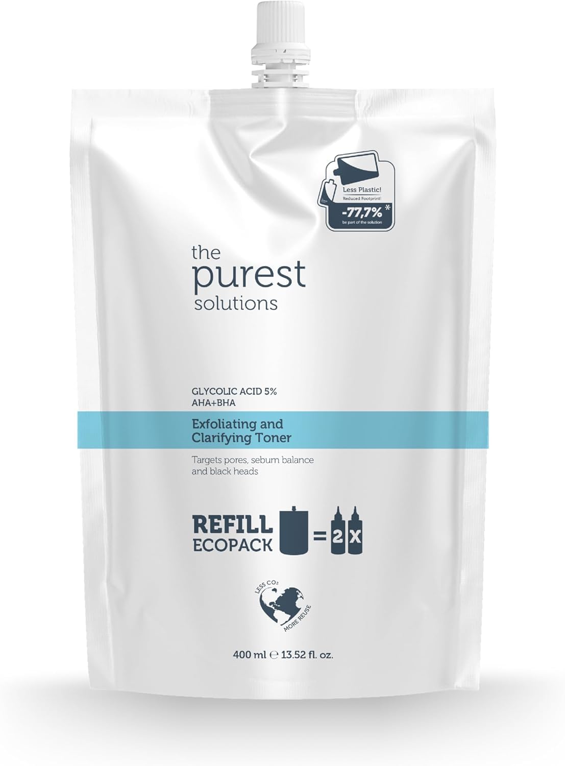 The Purest Solutions Canlandırıcı Ve Gözenek Sıkılaştırıcı Tüm Ciltler Için Glikolik Asit Tonik Ekolojik Yedek Paket 400 Ml