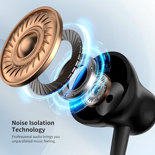 Image of ACANDYA USB C Headphones with Mic in-Ear Wired Earbuds for Work Calls Black | Noise Isolating USB C Headphone Wired Earbuds for Commute Travel Earphones with Microphone Portable for Subway Bus Plane