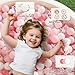 TRENDPLAY Star Ball Pit Balls 100 for Toddlers - Pink Ball Pit Ball Shapes for Boys Girls Fun, Birthday Party, Christmas Decoration, Cream Colors Pink+Pearl White