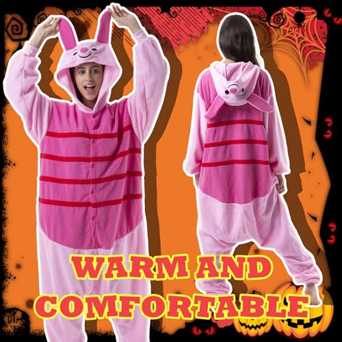 Beauty Shine Unisex Adult Onesie One Piece Pajamas Cosplay Cartoon Costume Halloween Christmas Sleepwear Jumpsuit Plush Homewear(Piglet, X-Large) by Beauty Shine - Image 6