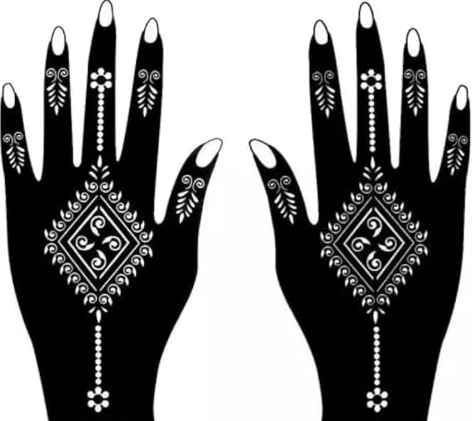AKKAD Heena Mehndi Sticker for Hands and Feet - Henna Design Stickers for Women, Girls, Temporary Tattoo Mehendi Stencils for Festivals, Weddings, Parties - DIY Reusable Mehndi Art -Design-06-picture-28