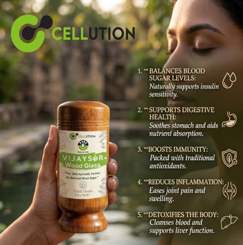 Image of CELLUTION Vijaysar Wood Herbal Glass for Diabetes, Ayurvedic Tumbler, 100 ml Capacity | Natural Finish | Sugar Control | Vijaysaar Wood Glass for Diabetic Patients