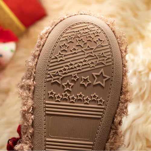 Women's Christmas Reindeer Slippers with Red Nose3