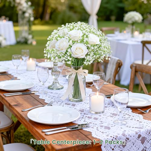 Der Rose 24PCS White Babys Breath Artificial Flowers,11'' Elegant Faux Baby Breath Flowers for Wedding Home Decor, Table Centerpieces & DIY Fake Flowers image 7