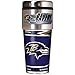NFL Baltimore Ravens Metallic Travel Tumbler, Stainless Steel and Black Vinyl, 16-Ounce