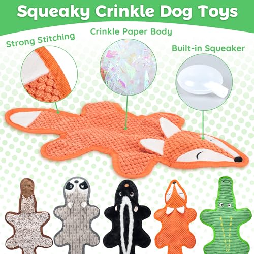 Ousiya 5er-Pack knisternde Hundechews mit Knisterpapier – Füllstofffreie Hundefutter für große Hunde, sichere Haustierchews für kleine bis große Rassen, ideal als Welpen-Geschenke & Zugspielzeug