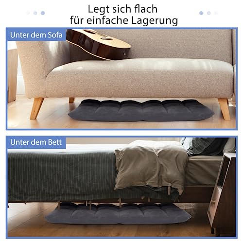 COSTWAY Bodenstuhl mit Verstellbarer Rückenlehne, Bodensessel gepolstert, Bodenkissen faltbar, Meditationsstuhl, Relaxsessel, Thaikissen für Freizeit, Meditation, Yoga (Grau)