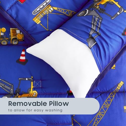 Image of Wake In Cloud - Toddler Nap Mat with Pillow and Minky Fleece Blanket, for Kids Boys Ages 3 Plus in Daycare Preschool Kindergarten, Roll Up Sleeping Bag, Construction Trucks