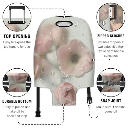 Travel Luggage Cover Suitcase Protector Scratch-Resistant Fit Not Included Suitcase Flowers With Water Drops S-19-21in2
