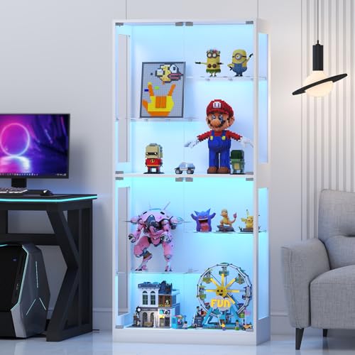 Lamtor Glasvitrine Stehend 175 cm mit RGB-LED Beleuchtung – Höhenverstellbarer Vitrinenschrank mit Sicherheitstemperglas & Magnetverschluss | Für Sammlungen im Wohnzimmer (Weiß) Lamtor Glasvitrine Stehend 175 cm mit RGB-LED Beleuchtung – Höhenverstellbarer Vitrinenschrank mit Sicherheitstemperglas & Magnetverschluss | Für Sammlungen im Wohnzimmer (Weiß)