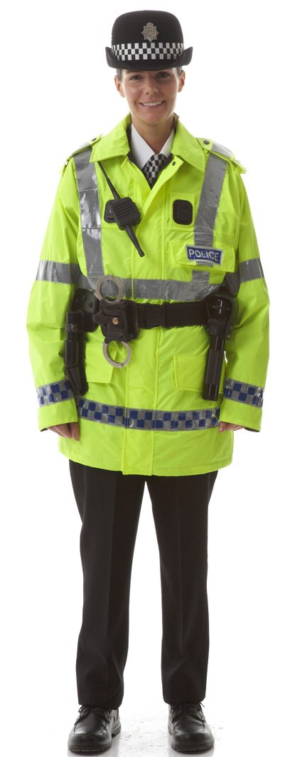 Star Cutouts SC077 British Policewoman Yellow Uniform Lifesize Cardboard Cutout – Police Display, Window Prop & UK Event Decoration