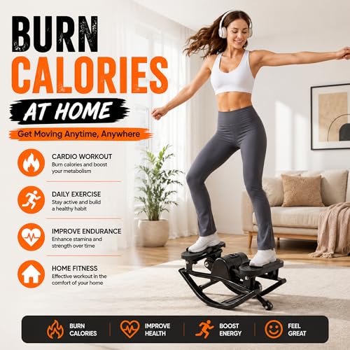 Image of Lhanel Rock Stepper for Home Workout, Low-Impact Side Stepper with Resistance Bands, Side-to-Side Mini Stepper for Cardio, Weight Loss & Full Body Exercise
