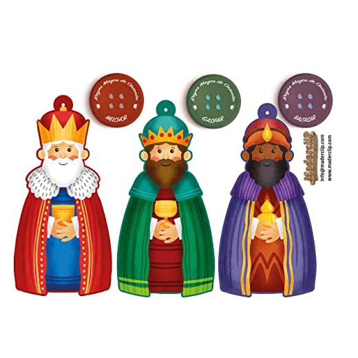 Reyes Magos y Botones en Madera (Decoración de Navidad)