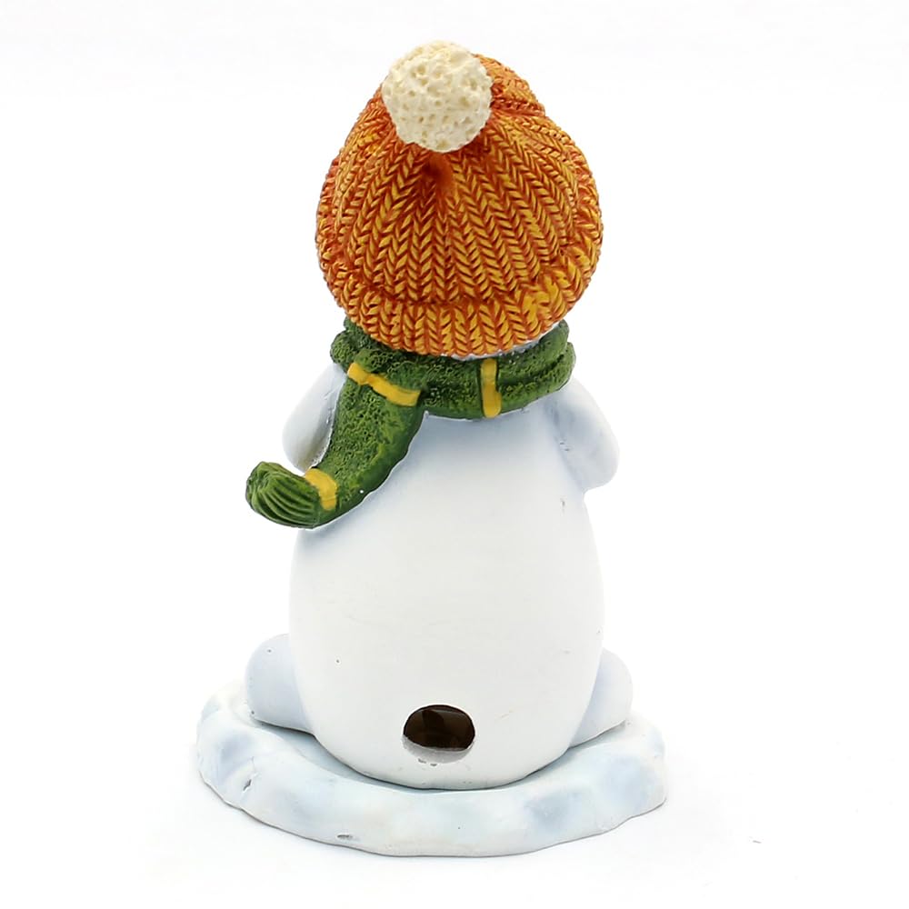 Keramik Schneemann - Deko, Räuchermännchen, Rauchfigur, Schneekinder - Schneemänner mit Räuchermann - Funktion als 3er Set mit Mütze und Schal in rot, grün und orange, L/B/H 8 x 7 x 12 cm