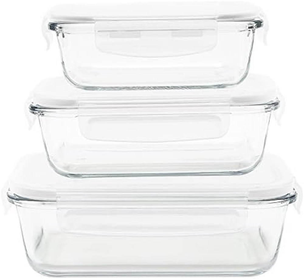 Pebbly pkv-3srb Rectangular Boxes, Set of 3/21 x 15 x 15 cm Clear Glass