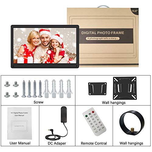 15.6 inch Digital Picture Frame, 1920x1080 IPS Screen Digital Photo Frame with 32G SD Card and Wall Mount, Motion Sensor, Auto Power On/Off, Music Support 1080P Video, SD Card and USB - Thumbnail 6