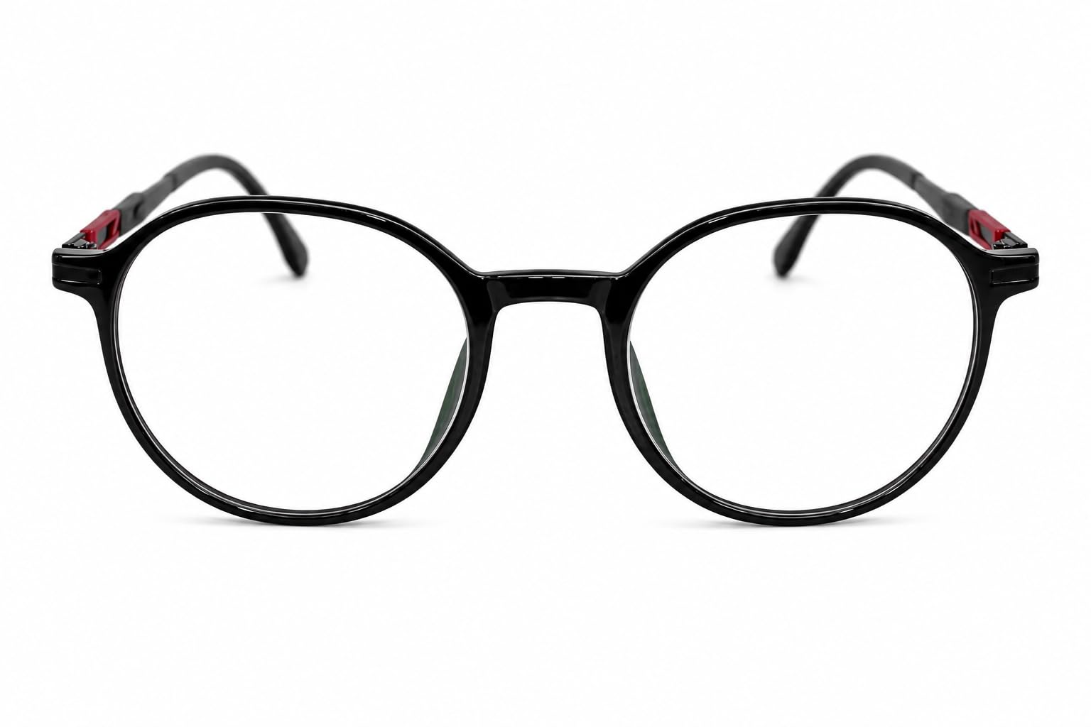 Round Frame Blue Light Blocking Glasses, Black with Red Accent | Bluecut Lenses, Reduces Eye Strain, Improves Sleep, Prevents Headaches, For Screen Users-image-33