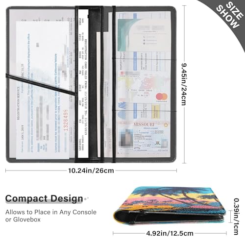 Car Registration and Insurance Holders Painting Landscape Print, PU Leather for License Documents Cards3