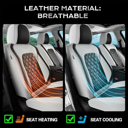 Image of Coverado Universal Car Seat Covers Full Set, Luxury Stain-Resistant Waterproof Faux Leather Front & Rear Seat Protectors, Elegant Easy-Clean Automotive Interior - WhiteBlack