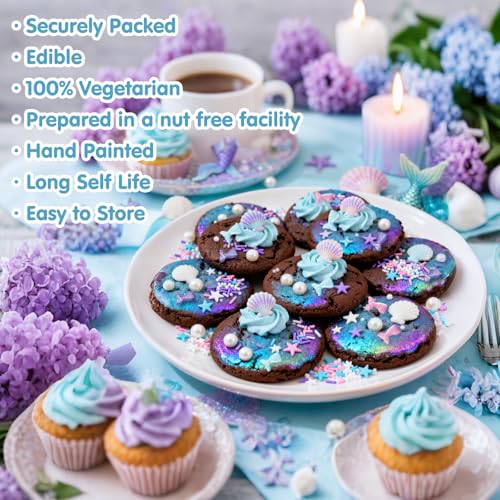 Image of Mermaid Sprinkles,Edible Sugar Pearl Stars Jimmies Mix,130g /4.58oz,Pearl Candy Ocean Sprinkle for Cake Decorating,Summer Baking Fun Decorations,Perfect for Ice Cream,Cookies,Dessert,Donuts,Cupcake Topper,Birthday Children Party Supplies