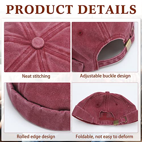 Image of Janmercy 8 Pcs Brimless Hats for Men Adjustable Skullcap Docker Hat Buckle Beanie Cap Wash Cotton No Brim Hats for Men Women