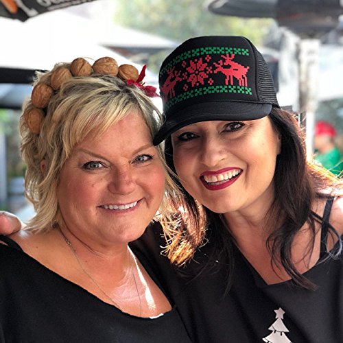 Humping Sex Reindeer Ugly Sweater Mesh Trucker Hat X Mas (Black)