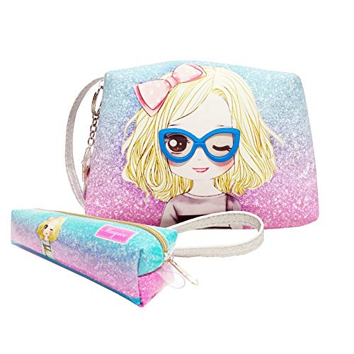 Kit Infantil Bolsa e Estojo, Menininha Com Óculos - Magicc Bolsas