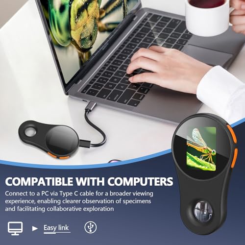 Image of Macro Digital Microscope, Portable Handheld with 2.0 inch IPS Color Screen, 500x Magnification, 200w Pixel, USB, 8LED Lights, Compatible with Windows & Mac