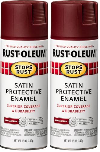 Image of Rust-Oleum 7760830 Stops Rust Spray Paint, 12 oz, Satin Heritage Red (Pack of 2)