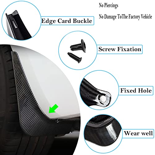 Image of Mud Flaps for Tesla Model 3 2016-2023 Splash Guards Carbon Fiber Front Rear Fender Protection Mudflaps No Need to Drill Holes (Set of 4, Upgrade Version)