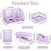Purple Mesh Desk Organizer and Accessories, Purple Office Supplies 7 Compartments Desk Organizer with Stapler,Tape Dispenser,1000 Staples,Pen Holder,Staple Remover,Clips,Ruler,Scissors