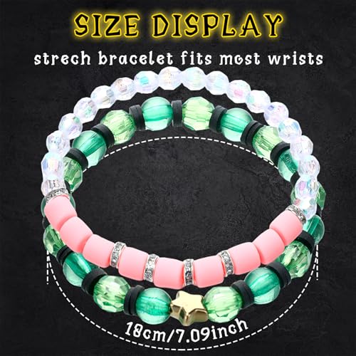 12 Pcs Green and Pink Friendship Matching Witch Bracelets Stackable Beaded Bracelets Women Couples BFF Jewelry Gifts for Witch Halloween Fans Wedding Party Accessories2